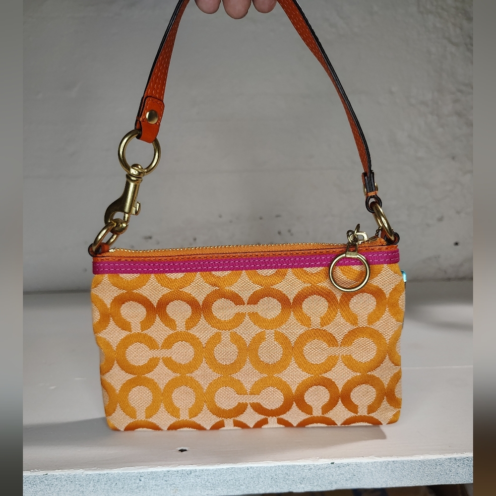 Coach Poppy Orange and Pink Wristlet/Mini Purse - Picture 5 of 6